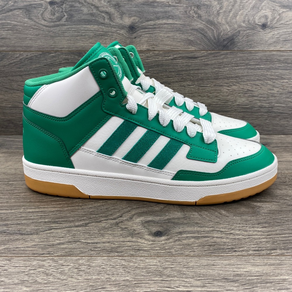 Adidas Rapid Court Mid Mens 11.5 White Green Gum Basketball Sneakers ID2967